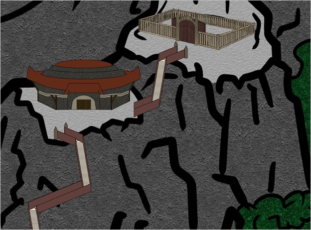 Daemos_Chronicles_Village_Army_Barracks_Training_Field_Illustration